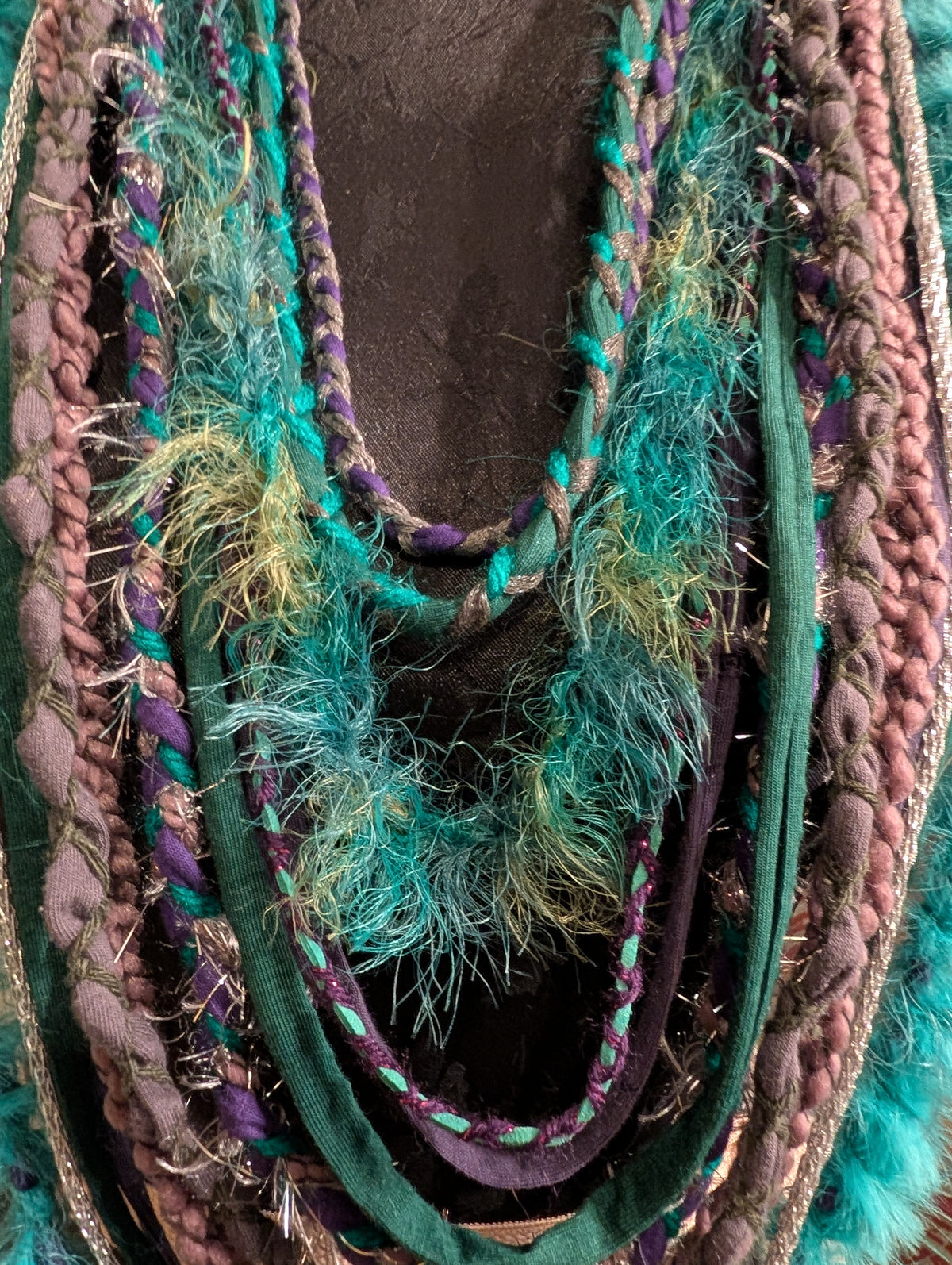 Celtic Witch Handcrafted Upcycled Infinity Scarf Layered Bohemian Style Unique gift