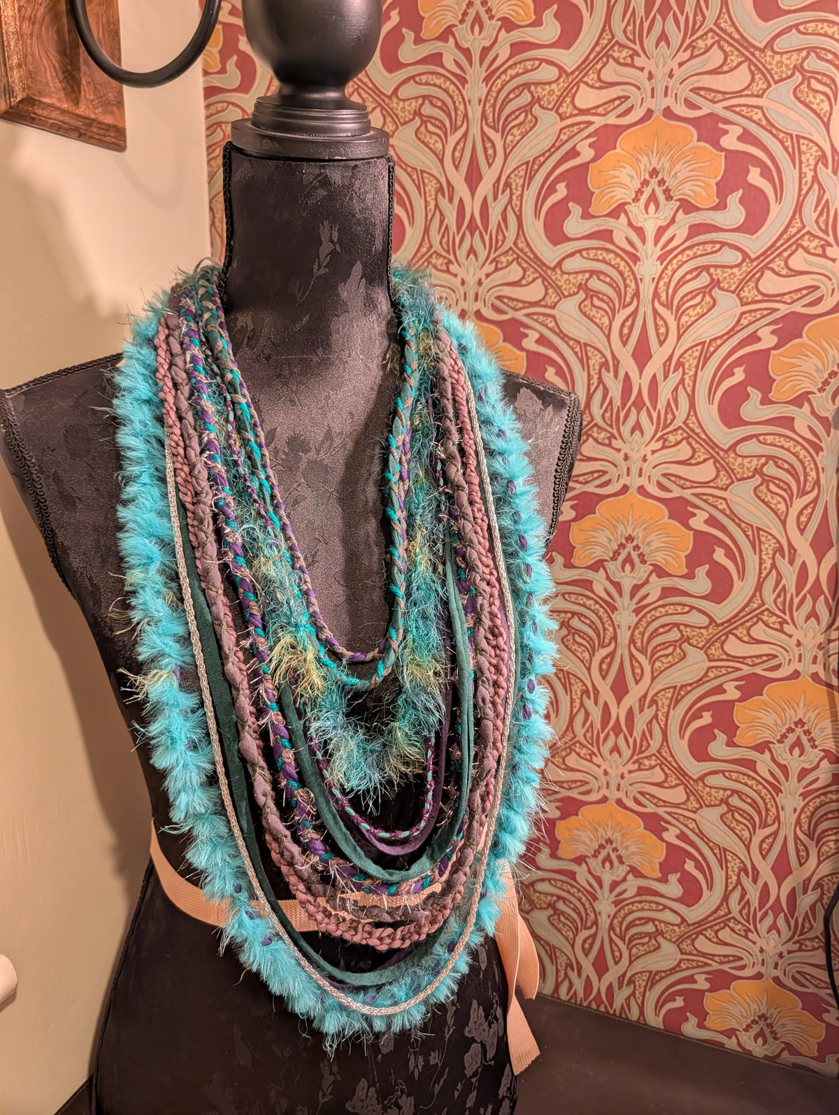 Celtic Witch Handcrafted Upcycled Infinity Scarf Layered Bohemian Style Unique gift