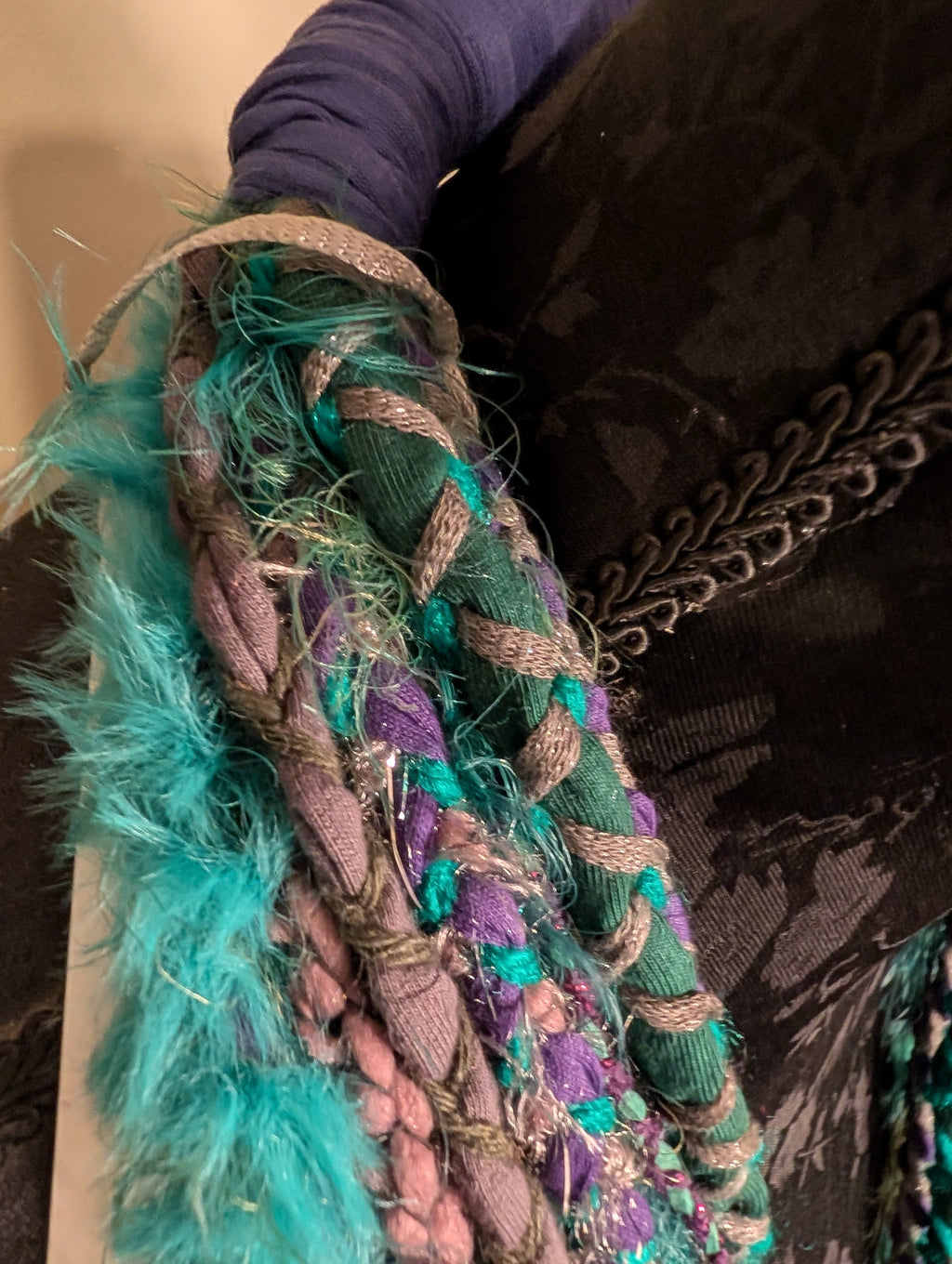 Celtic Witch Handcrafted Upcycled Infinity Scarf Layered Bohemian Style Unique gift