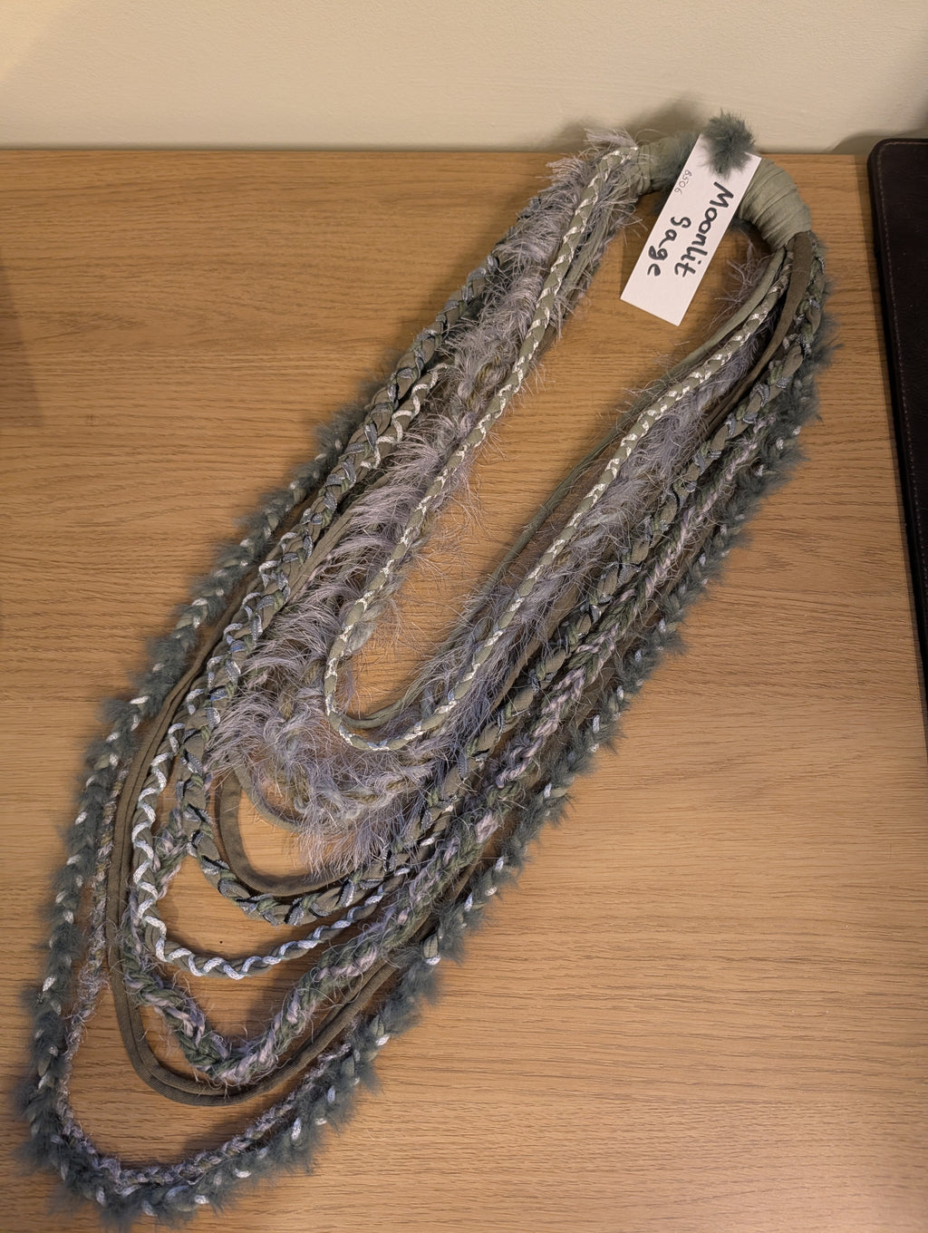 Moonlit Sage, Stunning fabric Necklace, Unique, Hedge Witch, Pagan, Boho style, Made using Sustainably sourced Materials