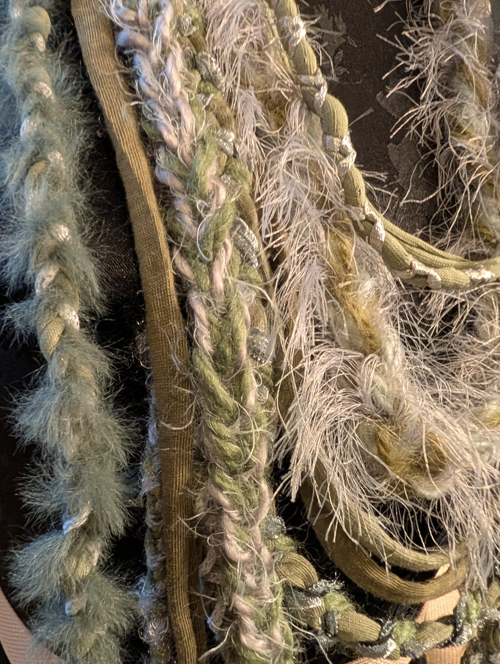 Moonlit Sage, Stunning fabric Necklace, Unique, Hedge Witch, Pagan, Boho style, Made using Sustainably sourced Materials