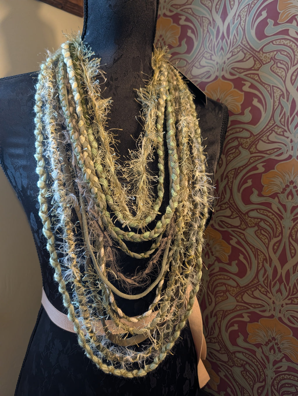 NEW Whispering Pine, A Beautiful Upcycled, Handcrafted Bohemian Fabric Necklace, Forestcore, Fairycore, Unique Gift