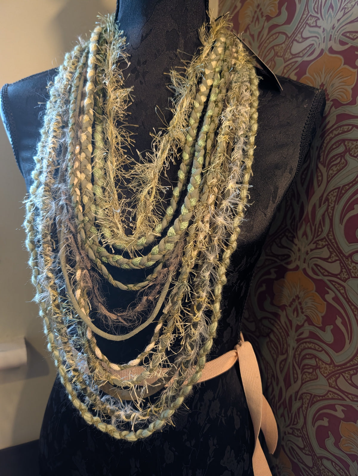 NEW Whispering Pine, A Beautiful Upcycled, Handcrafted Bohemian Fabric Necklace, Forestcore, Fairycore, Unique Gift