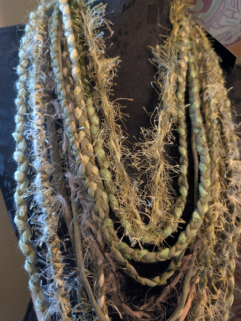 NEW Whispering Pine, A Beautiful Upcycled, Handcrafted Bohemian Fabric Necklace, Forestcore, Fairycore, Unique Gift
