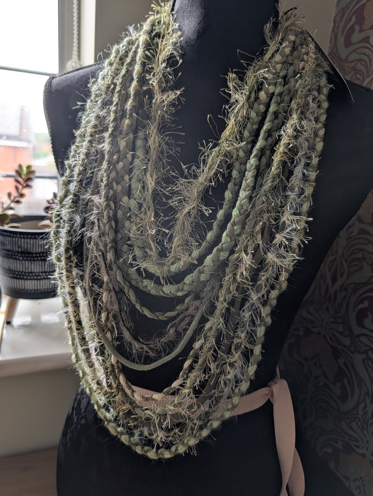 NEW Whispering Pine, A Beautiful Upcycled, Handcrafted Bohemian Fabric Necklace, Forestcore, Fairycore, Unique Gift
