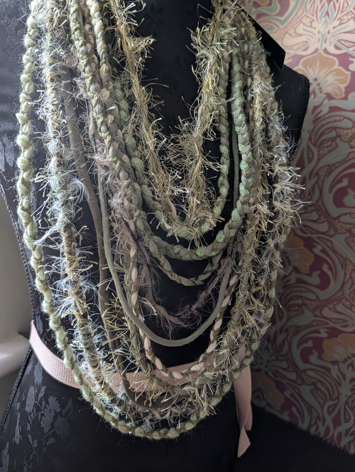 NEW Whispering Pine, A Beautiful Upcycled, Handcrafted Bohemian Fabric Necklace, Forestcore, Fairycore, Unique Gift