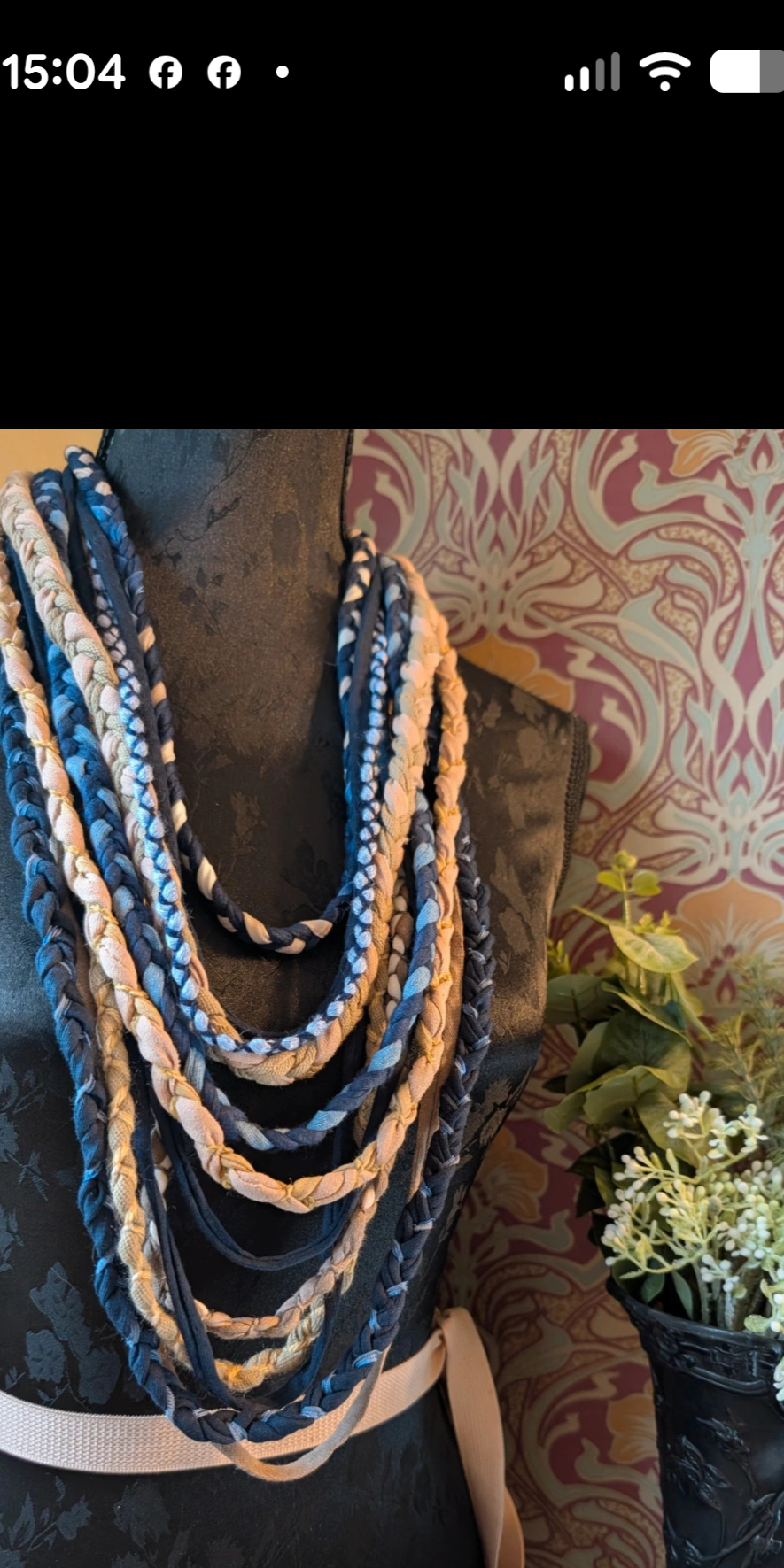 Sandy Beach, Boho Style Recycled Fabric Necklace