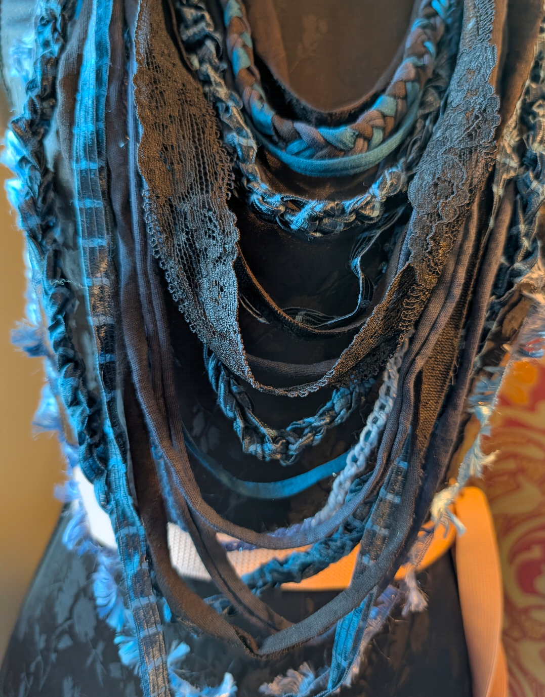 Midnight Graveyard Handmade Upcycled Whimsigoth Fabric Necklace