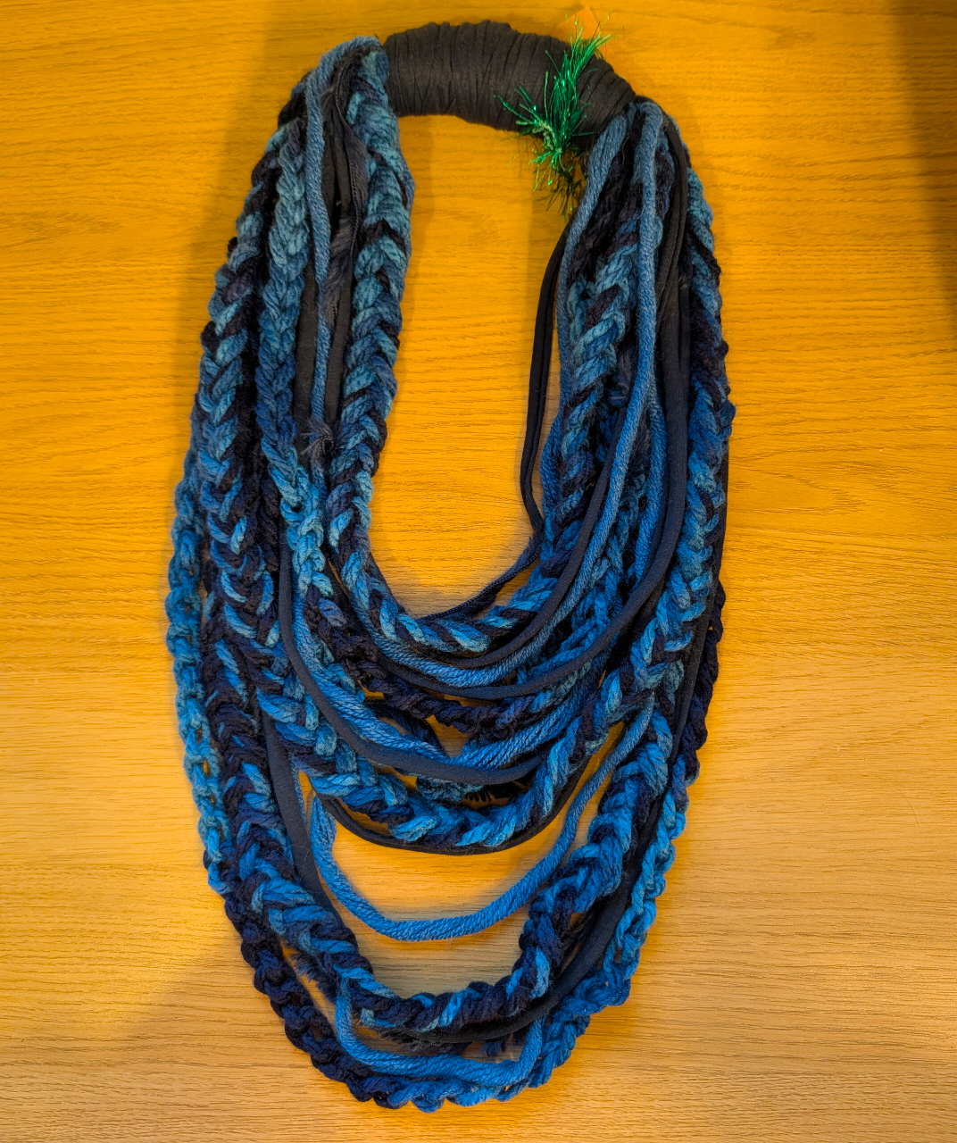 Warm Blue Crocheted Infinity Scarf