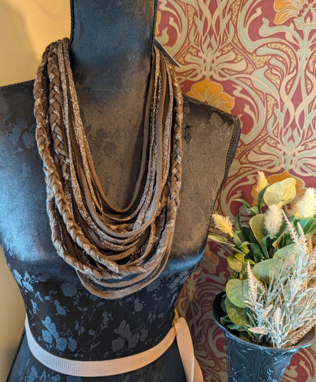 Moonlit Earth, Cowl length T-shirt Yarn Layered Scarf