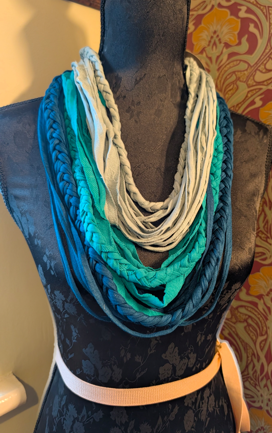 Shades of Teal Handmade Cowl Infinity Scarf
