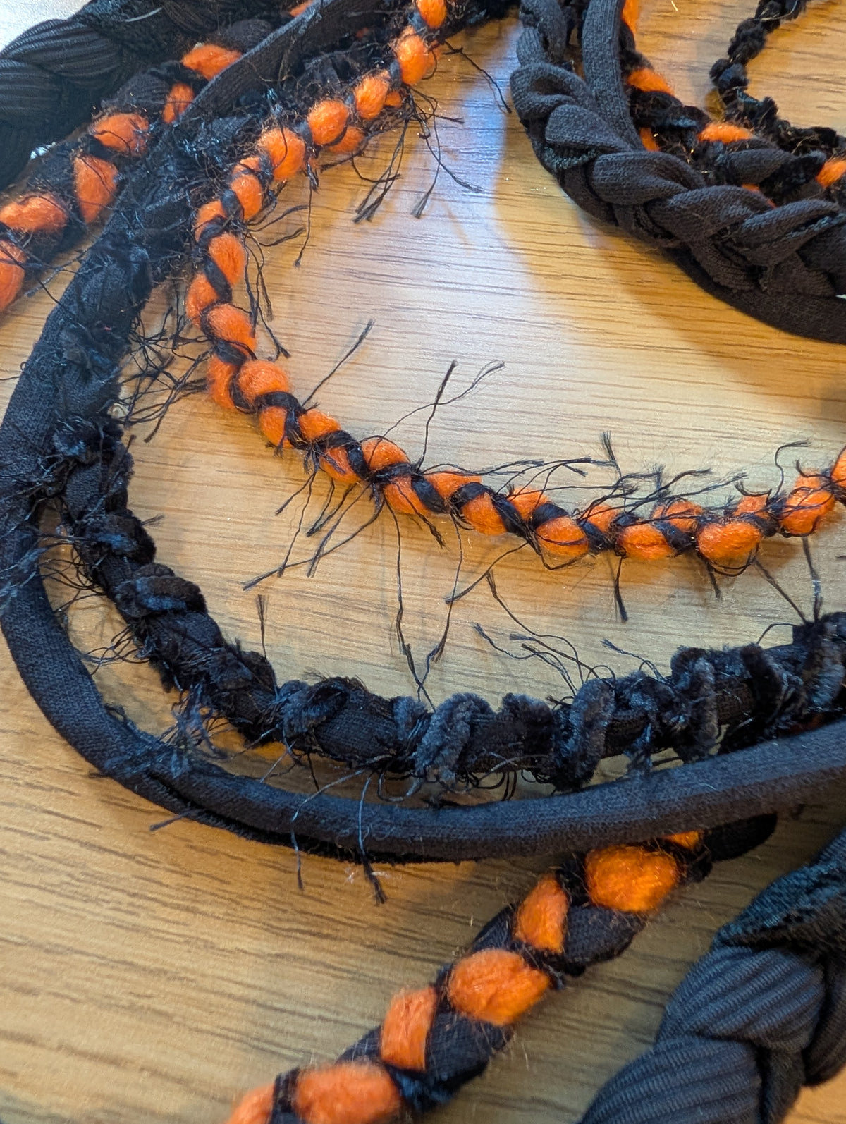 Pumpkin Moon, Upcycled Handmade Fabric Necklace, Goth Accessory, Halloween Accessory