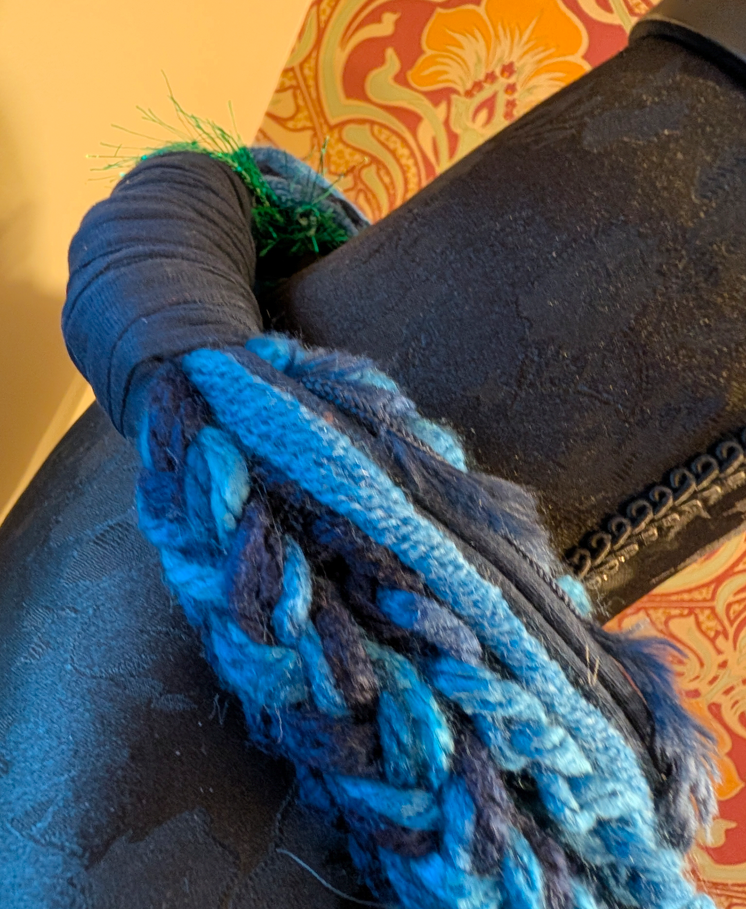 Warm Blue Crocheted Infinity Scarf