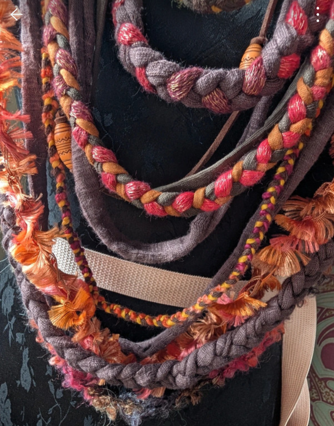 Carnelian, Witchy, Bohemian Style Stone inspired fabric necklace