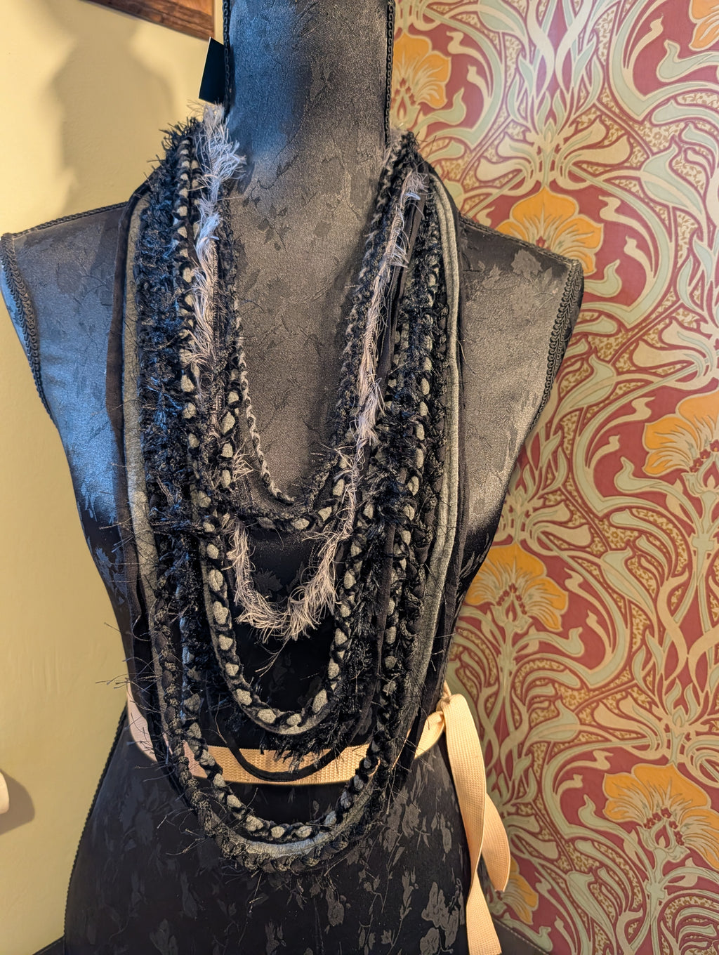 Storm Raven, Handmade Gothic necklace, unique style, grey and black colour palette