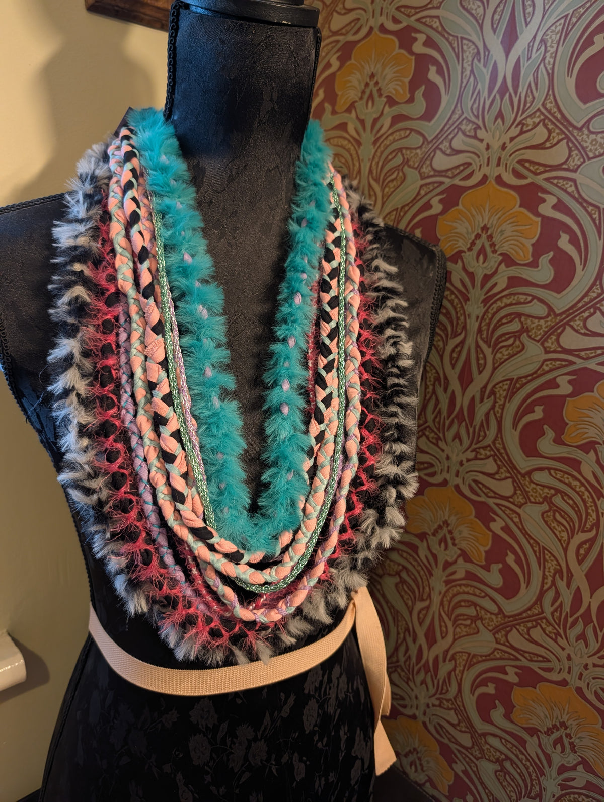 Bright & Bold Fashion Accessory: Scene Queen, layered fabric scarf/necklace, handmade & eco-conscious item