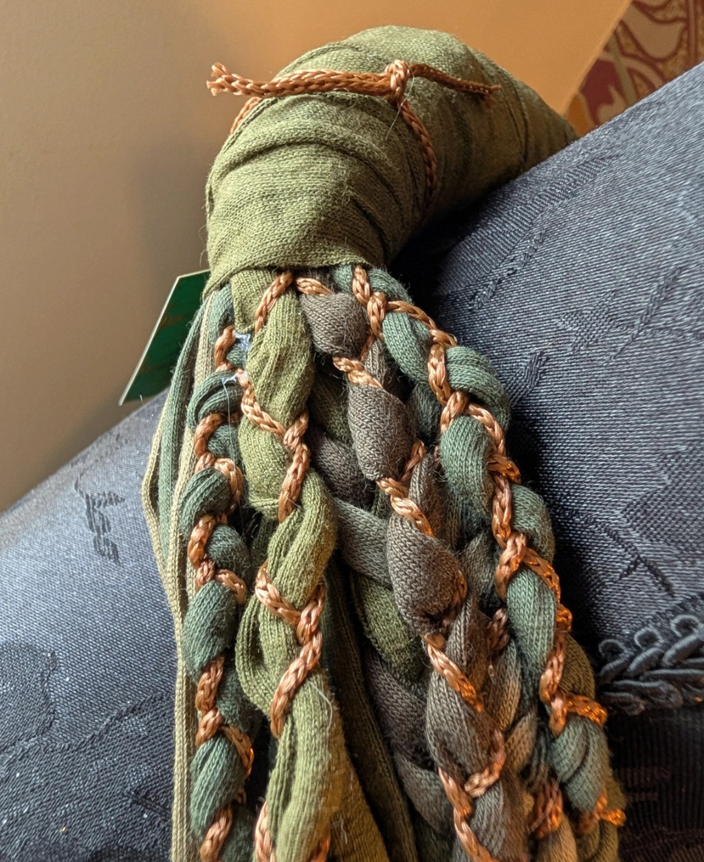 Verdigris, Boho Indie/Grunge Style infinity scarf, handmade & upcycled