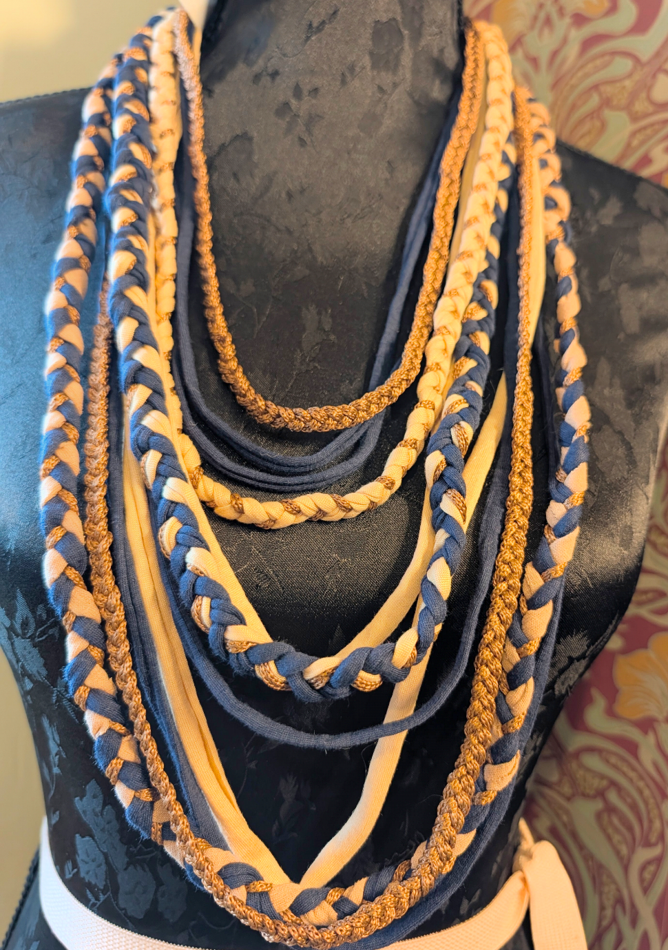 Tudor Lapis, Handmade Fabric Necklace
