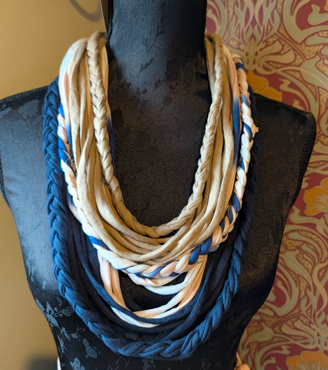 Indigo Sands, Boho Style Handmade Infinity Scarf