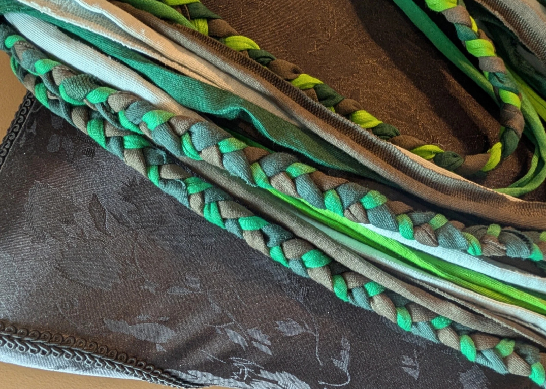 Apple, A bohemian style, handmade, infinity scarf suitable for Vegans