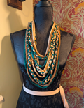 Tudor Malachite, Handmade Unique Upcycled Fabric Necklace