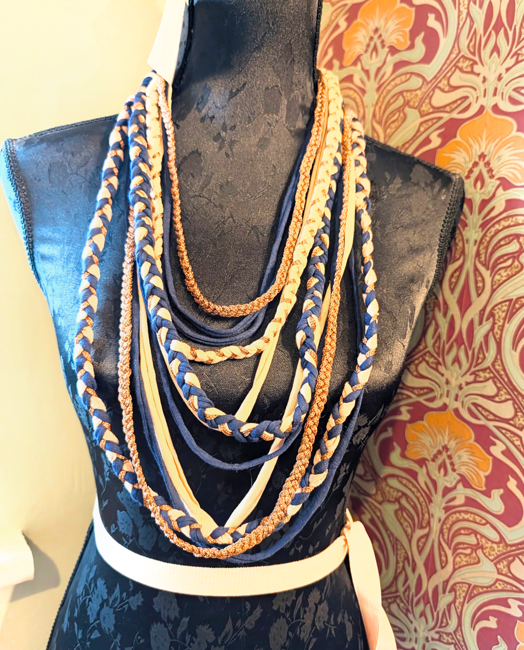 Tudor Lapis, Handmade Fabric Necklace