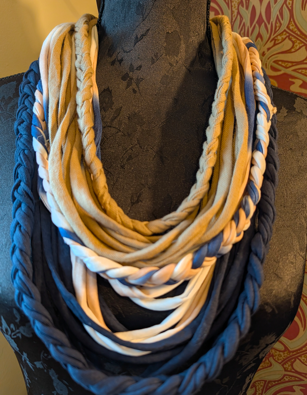 Indigo Sands, Boho Style Handmade Infinity Scarf