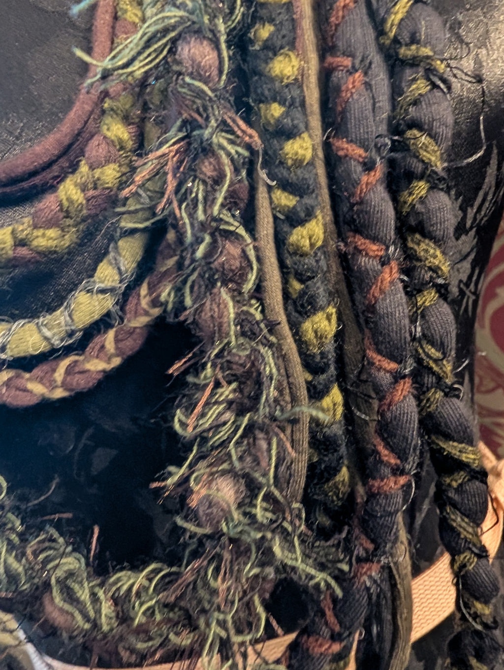Moss Hollow, A Beautiful, forest inspired fabric necklace, Earthy shades that create a dark and witchy overtone