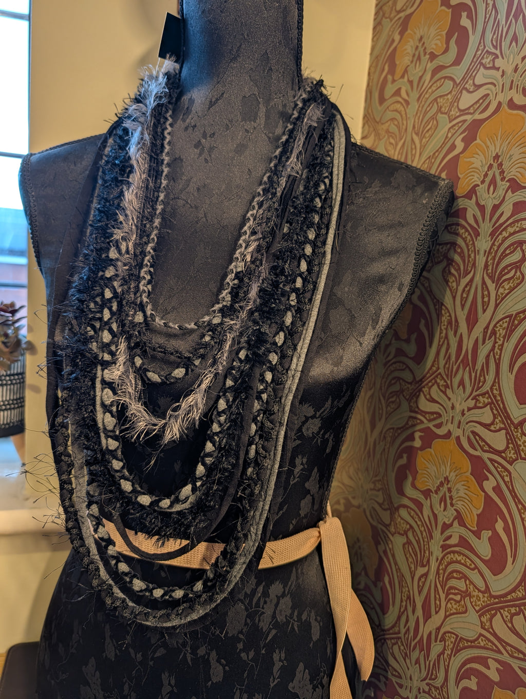 Storm Raven, Handmade Gothic necklace, unique style, grey and black colour palette