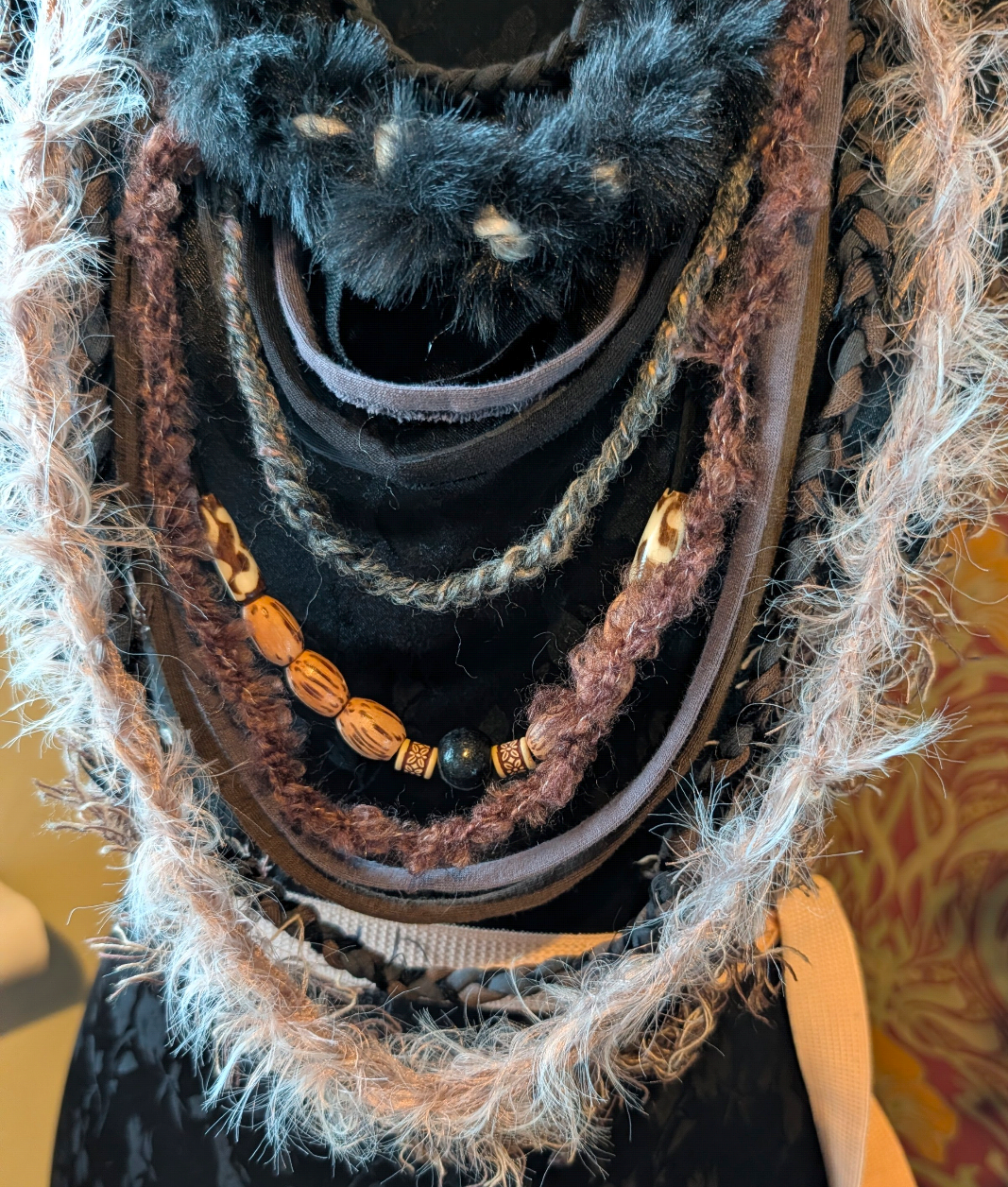 Shamanic, Handmade Statement Fabric Necklace/Infinity Scarf