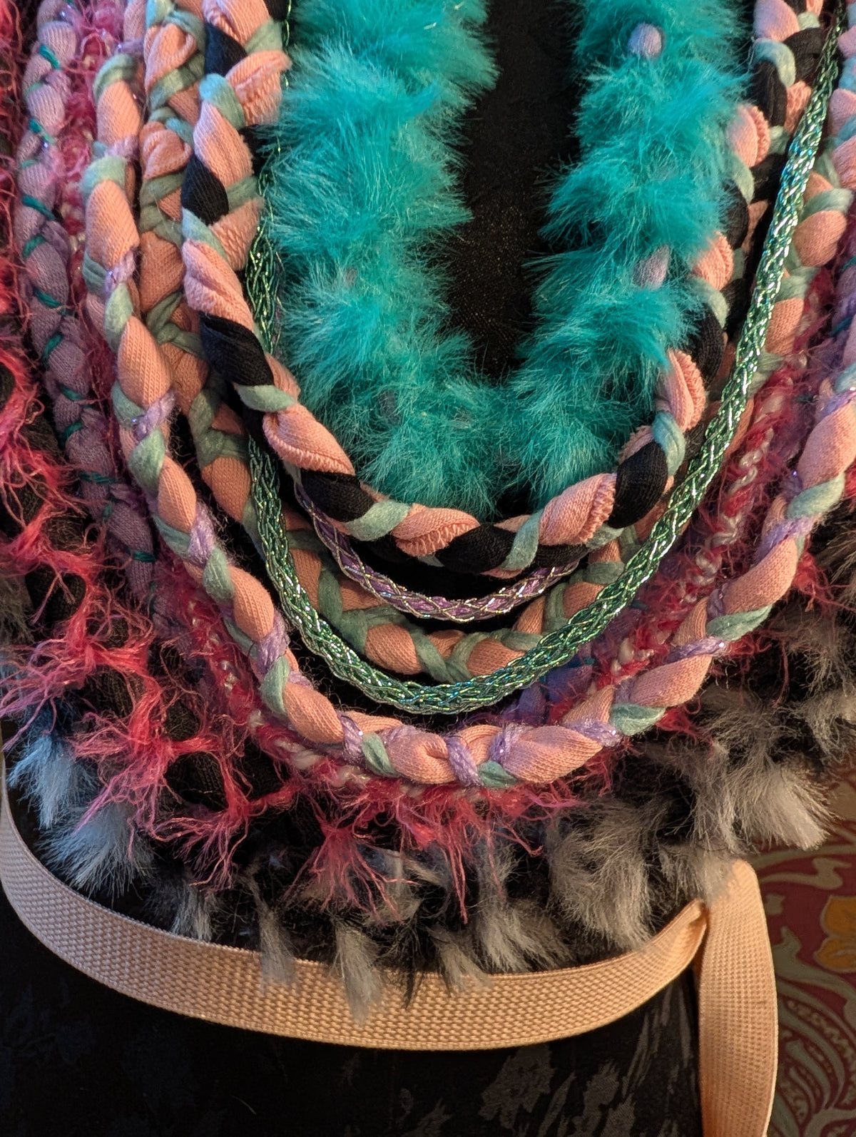 Bright & Bold Fashion Accessory: Scene Queen, layered fabric scarf/necklace, handmade & eco-conscious item