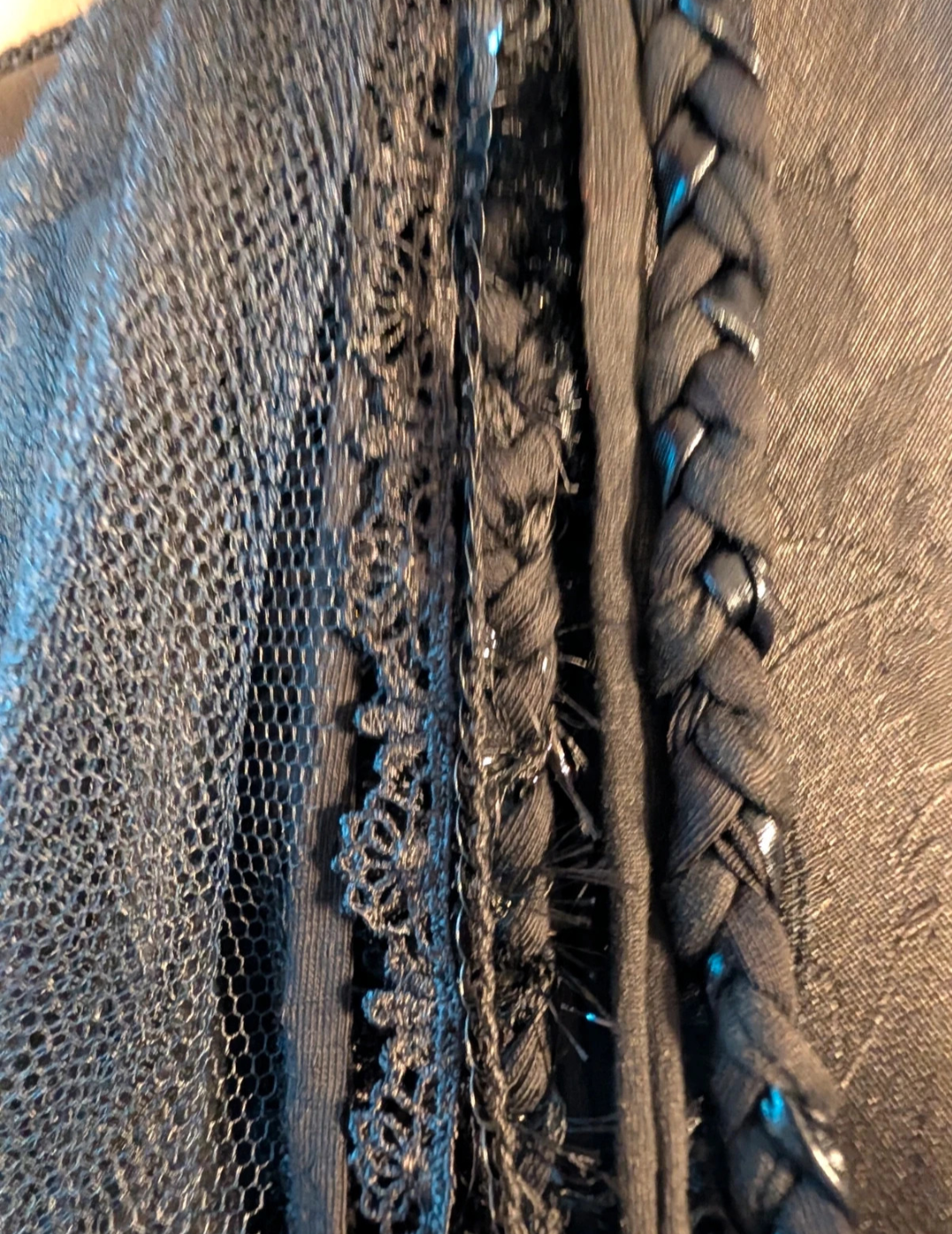 Victorian Jet design, Gothic Upcycled Unique fabric necklace