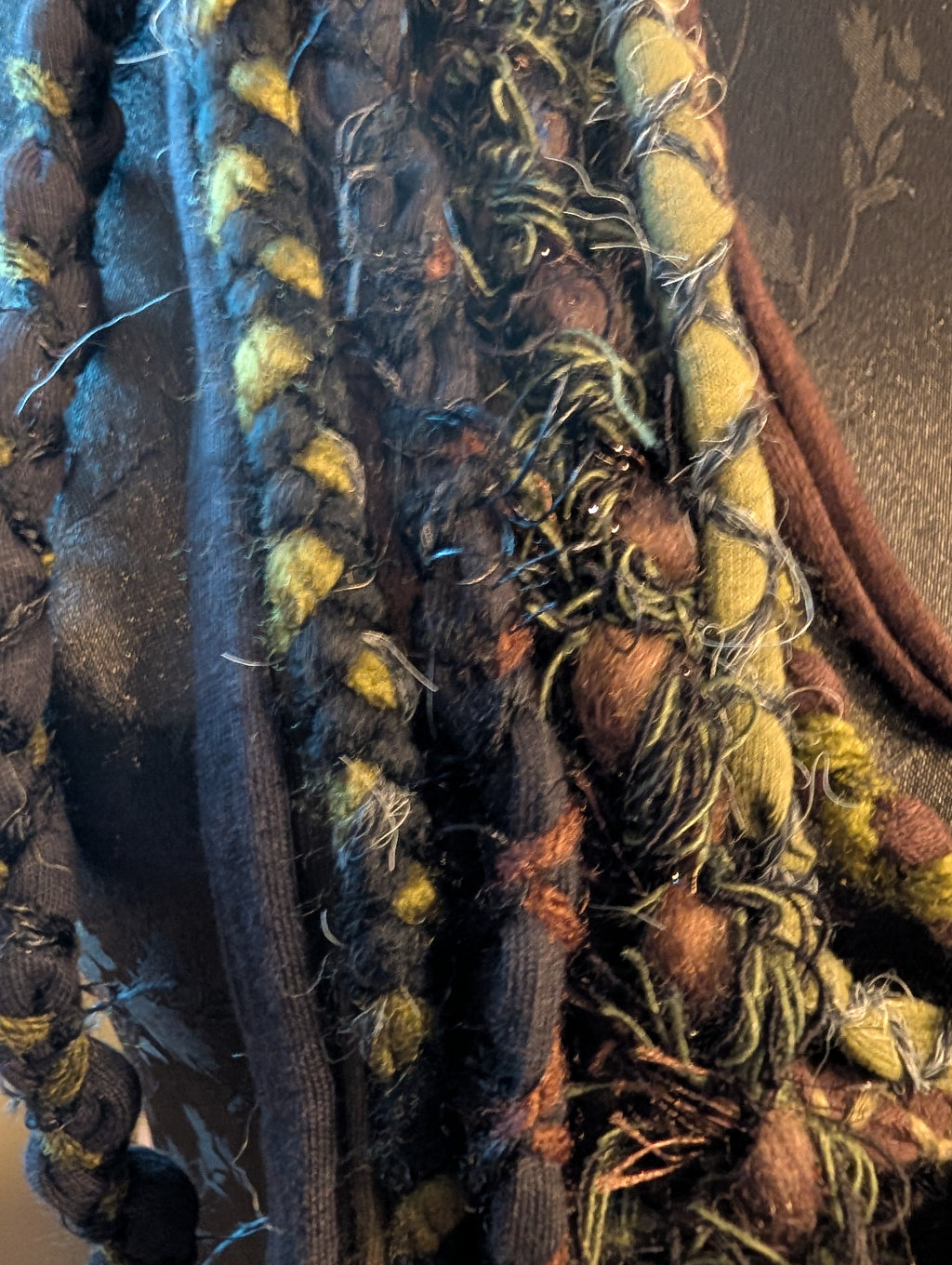 Moss Hollow, A Beautiful, forest inspired fabric necklace, Earthy shades that create a dark and witchy overtone