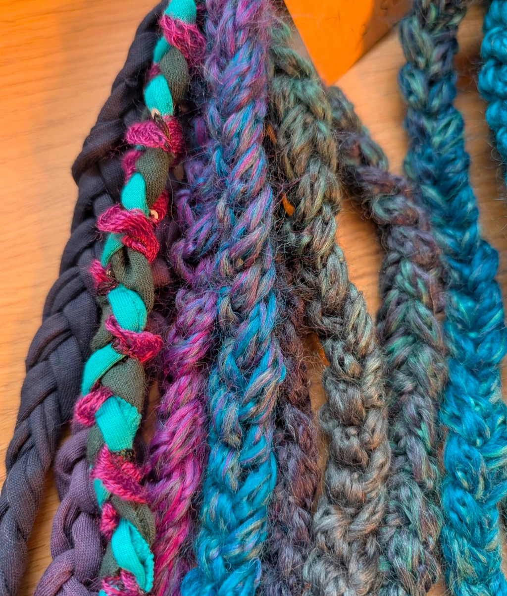 Shades of Peacock, Cowl length Handmade, Upcycled infinity scarf