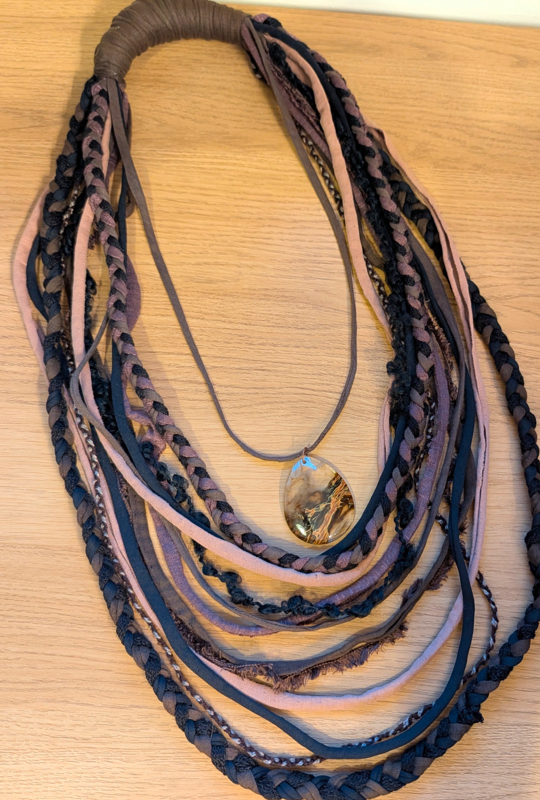 Layered Earth - Boho Multi-Strand Fabric Statement Necklace