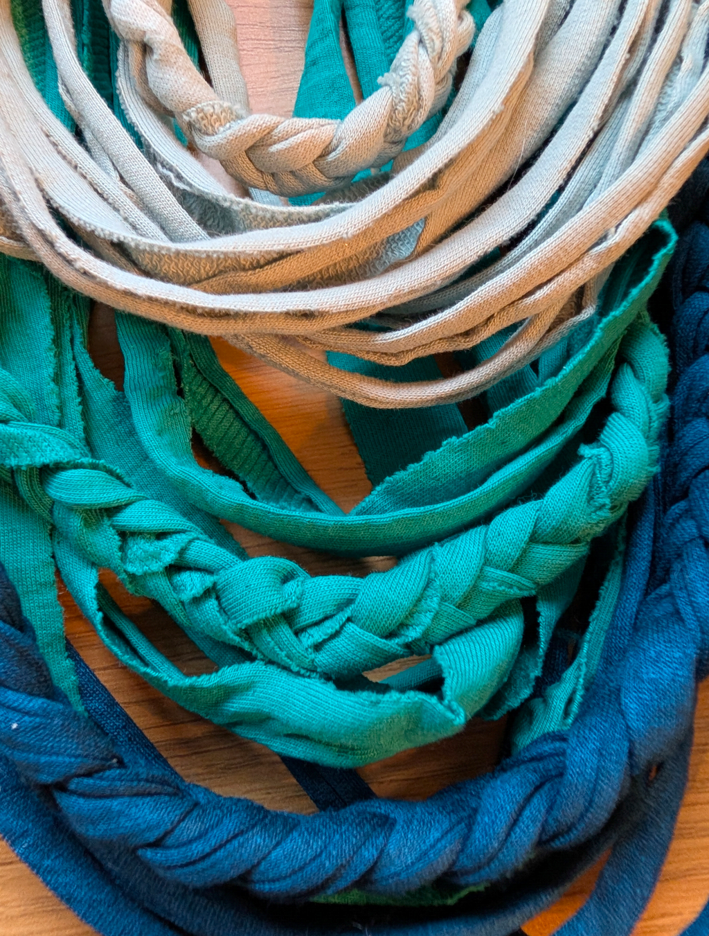 Shades of Teal Handmade Cowl Infinity Scarf