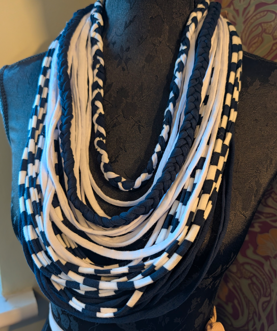 Magpie Handmade Upcycled Striped Infinity Scarf