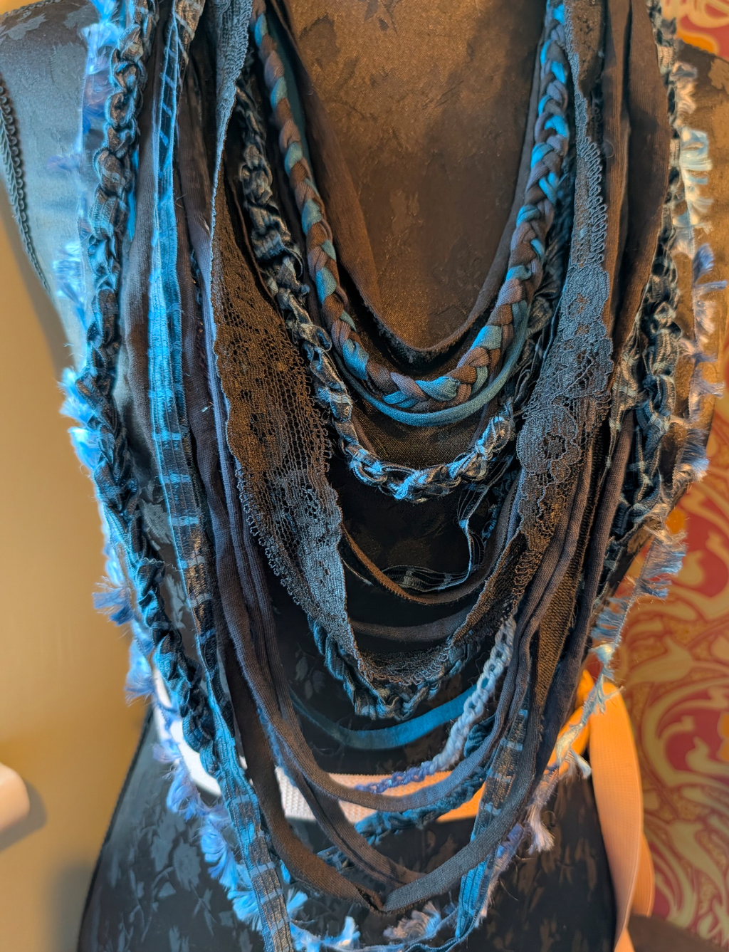 Midnight Graveyard Handmade Upcycled Whimsigoth Fabric Necklace