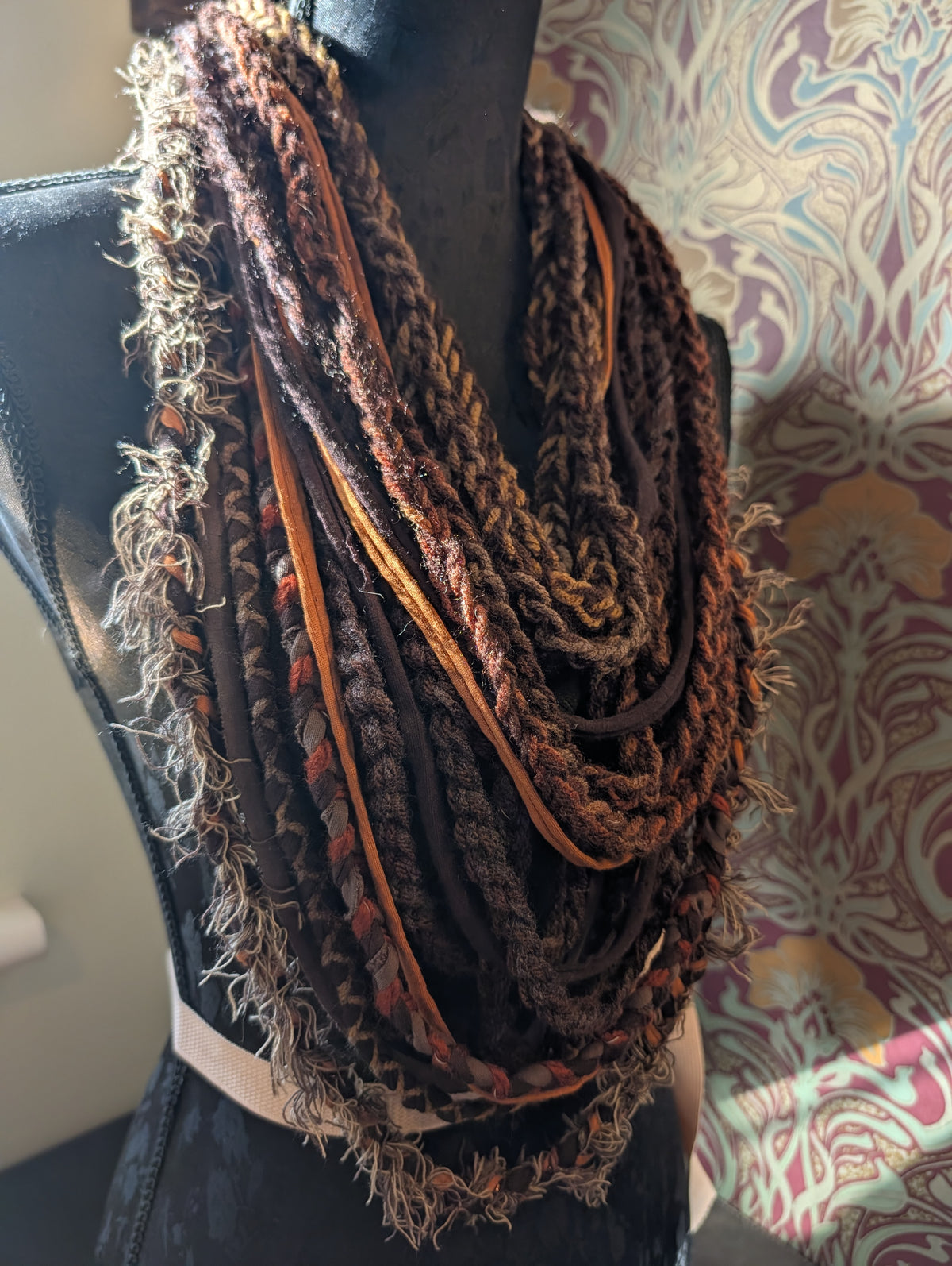 Witch-hazel, Witchy Style, Cottagecore, Infinity Scarf, Upcycled & Handmade