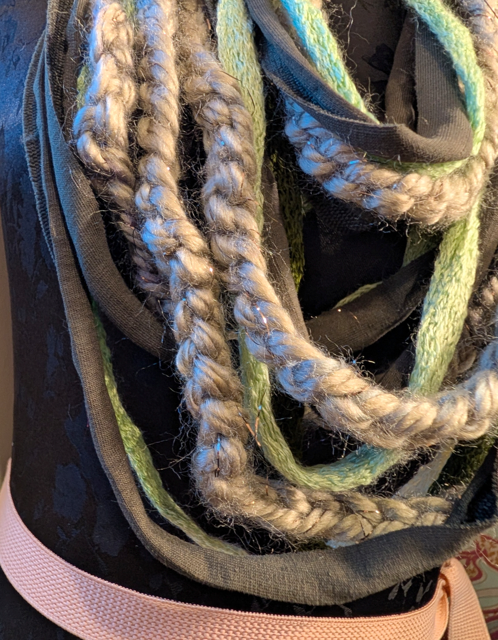 Green Meadow, Upcycled Crocheted Infinity Scarf