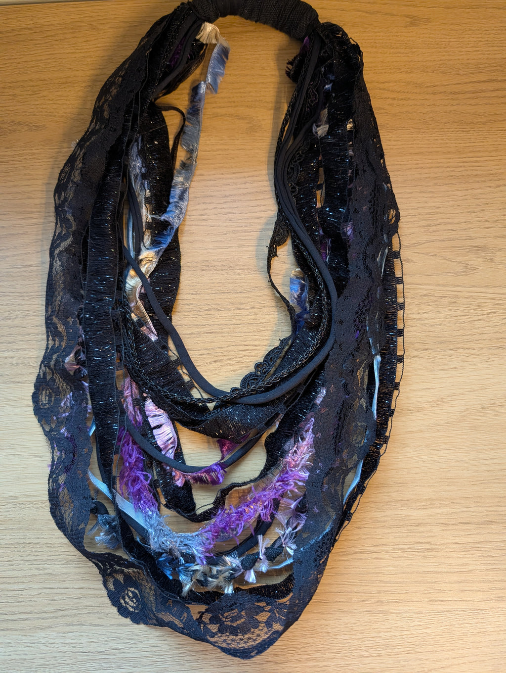 Whimsigoth Pastels, Gothic Style Unique Upcycled Fabric Necklace