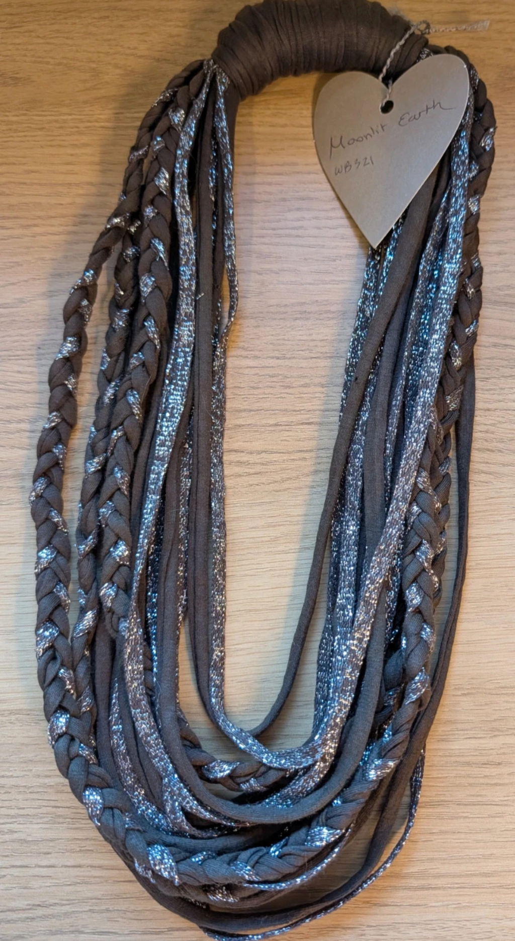 Moonlit Earth, Cowl length T-shirt Yarn Layered Scarf