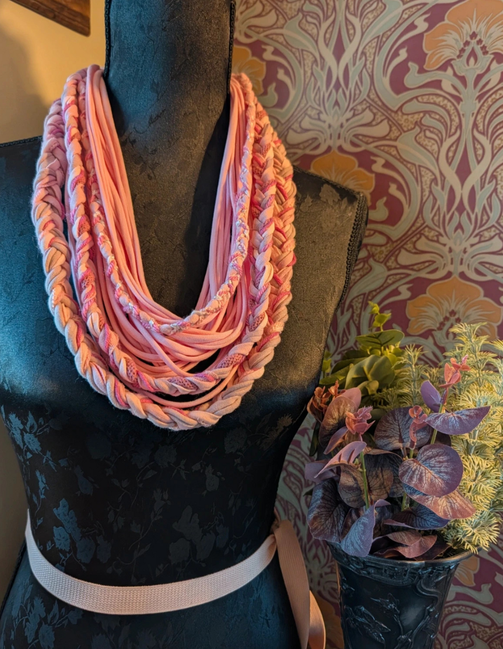 Pretty in Pink, Upcycled Infinity Scarf, Suitable for Vegans