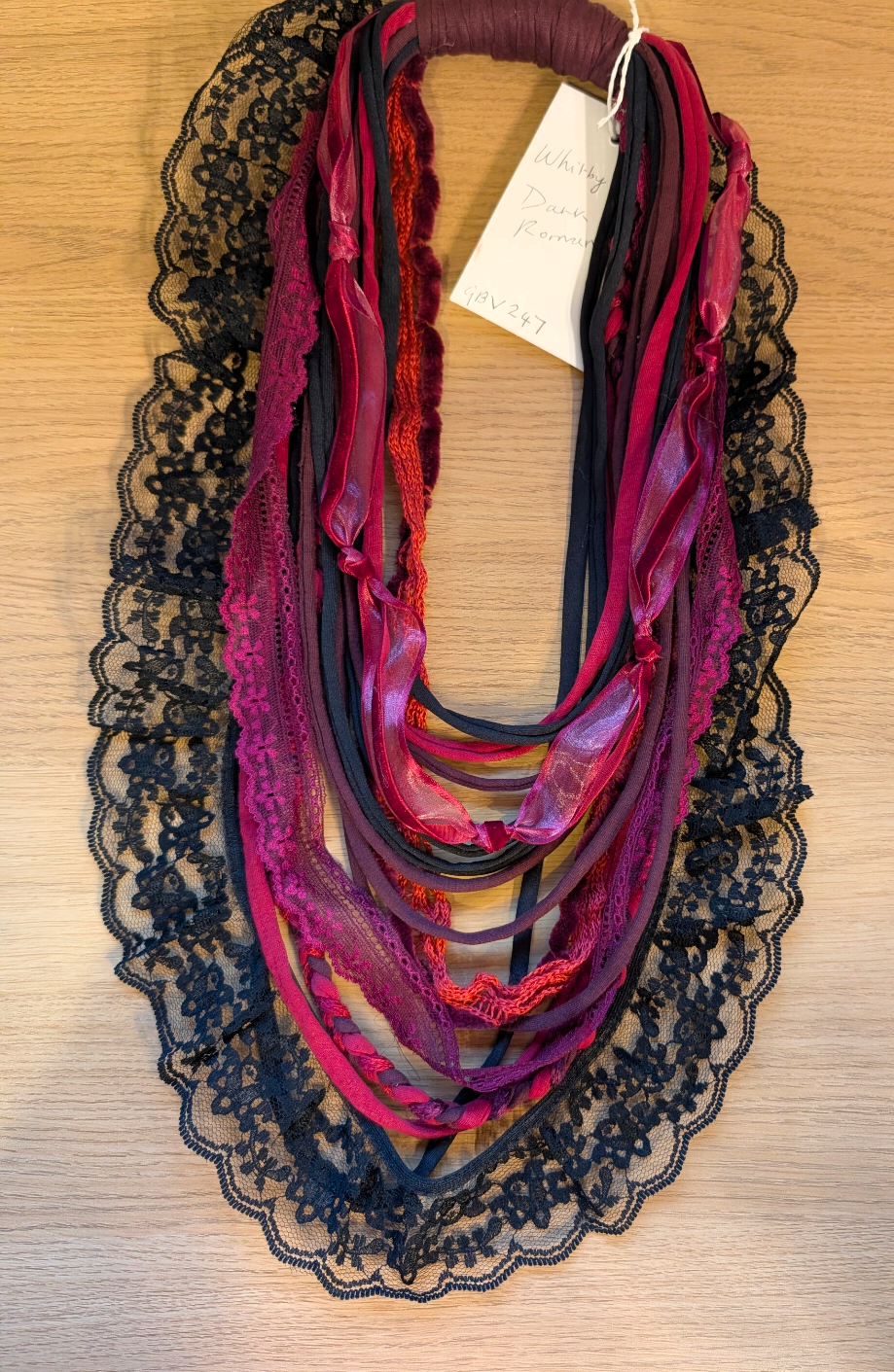 Whitby Dark Romance Gothic Upcycled Fabric Necklace