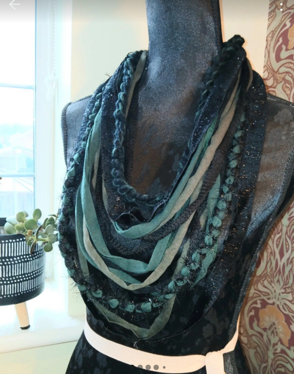 Starlit Forest, Gothic Boho Forestcore inspired design, Handmade Upcycled fabric necklace