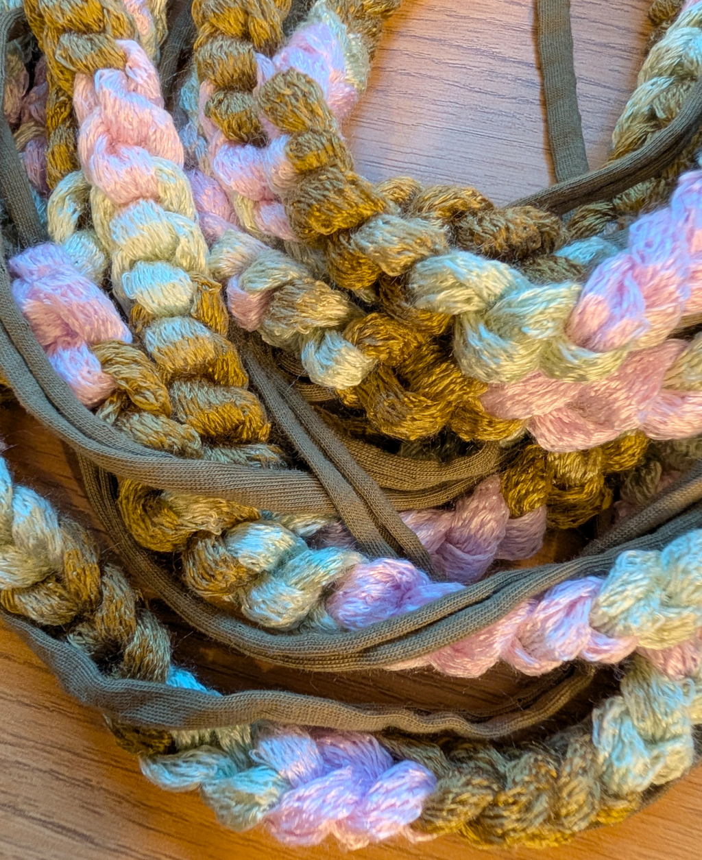 Fern & Blossom Chain Crocheted Infinity Scarf