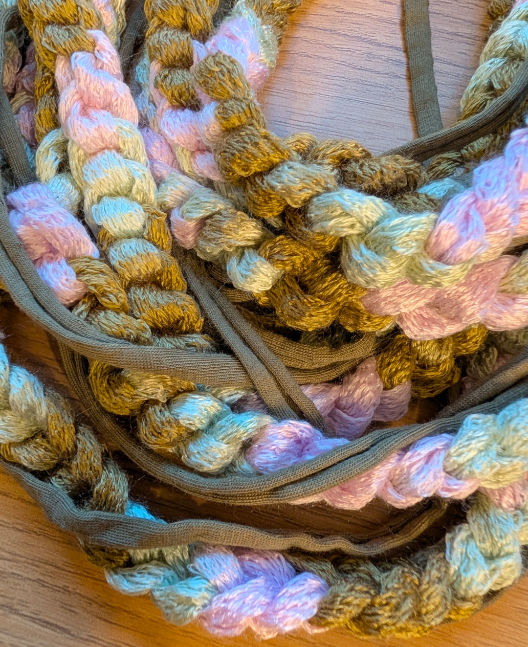Fern & Blossom Chain Crocheted Infinity Scarf