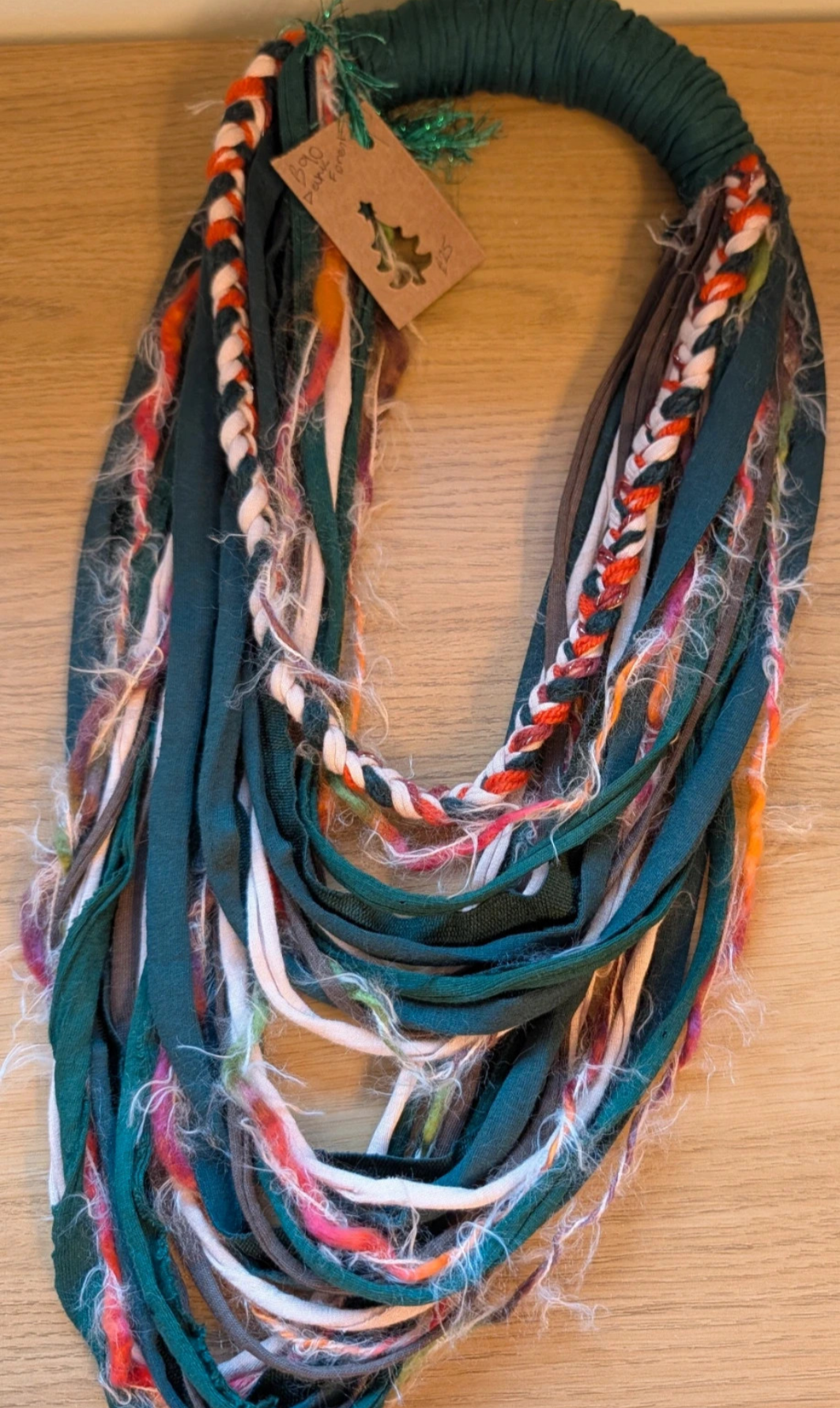 Dark Forest, Earthy handcrafted & rustic infinity scarf