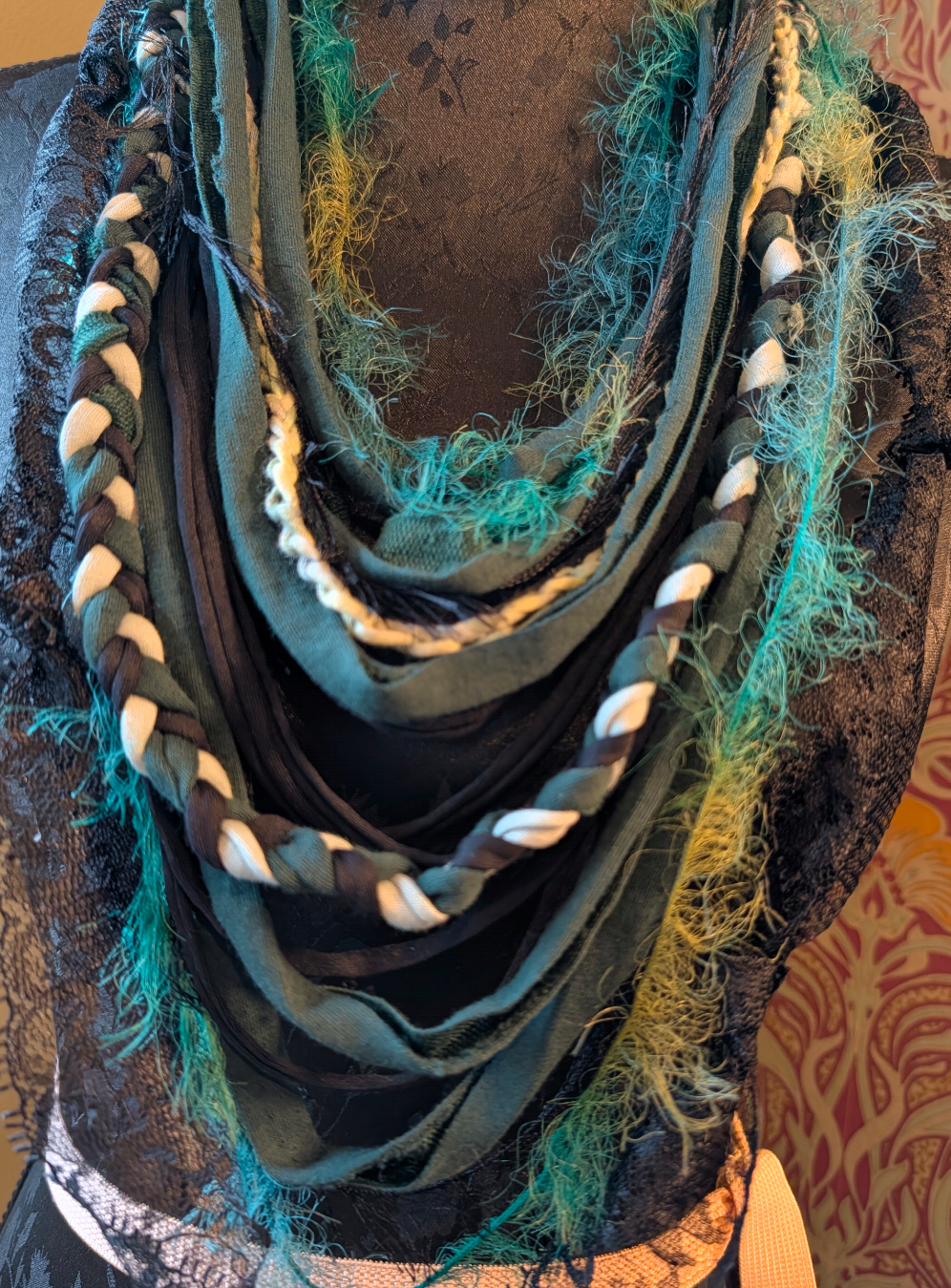 Absinthe, Unique Handmade Gothic Fabric Necklace