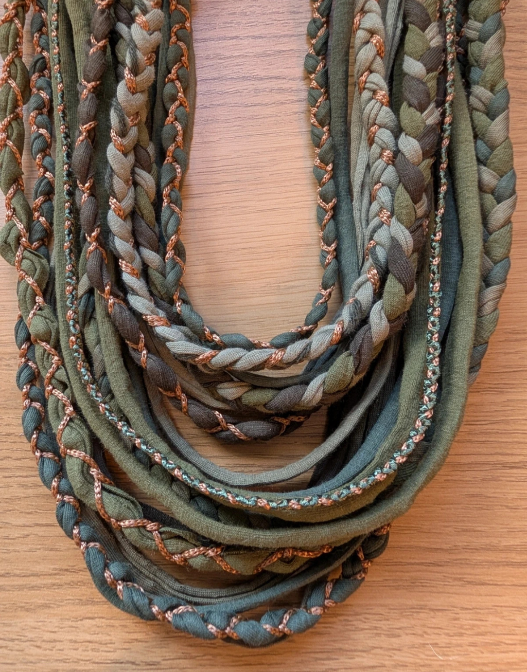 Verdigris, Boho Indie/Grunge Style infinity scarf, handmade & upcycled